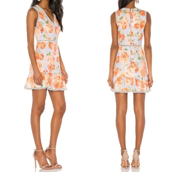 NWT Alice + Olive orange floral ruffle dress 12 - Picture 3 of 8
